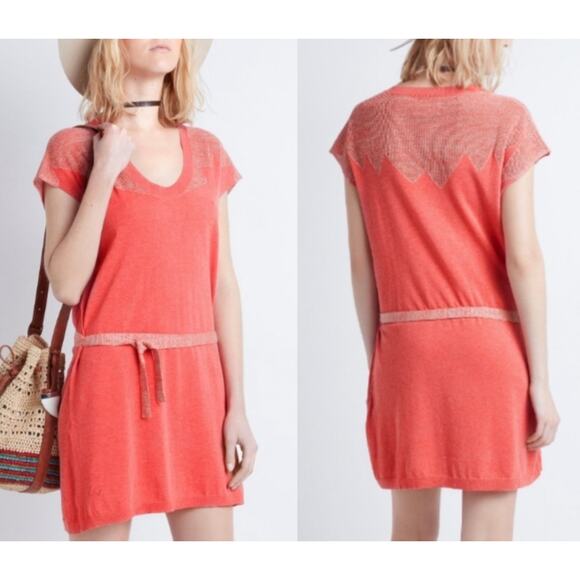 Zadig And Voltaire Rimo Metallic Knit Dress Tee Shirt Mini Coral Pink Size XS - Picture 3 of 16